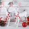 Ornativity Peppermint Glitter Christmas Reindeer – Holiday Party White Deer Figurine Statues with Red and White Antlers and Scarf Dinner Tabletop Decorations Centerpiece - Pack of 2